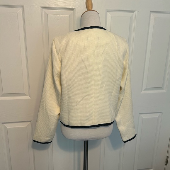 Lulus Coquette Chic Ivory And Black Tweed Tie-front Blazer White - Size L - Picture 8 of 10